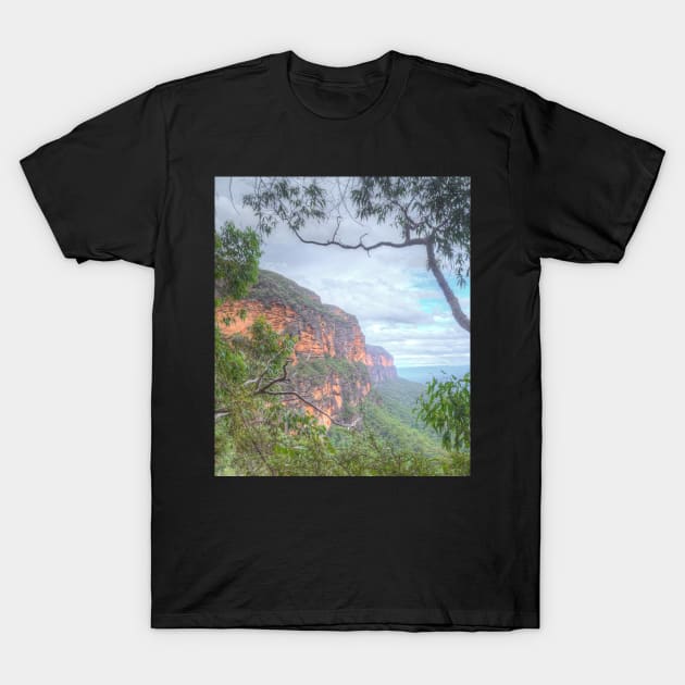 Mountains Cliff With Natural Frame T-Shirt by Michaelm43